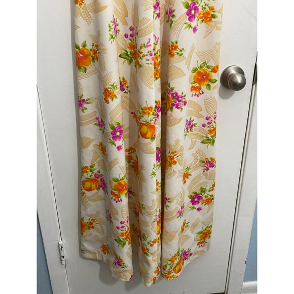 Vintage It's Better Maxi Dress Small Orange Hawaiian Floral A-Line 60s Tradwife - Picture 3 of 7